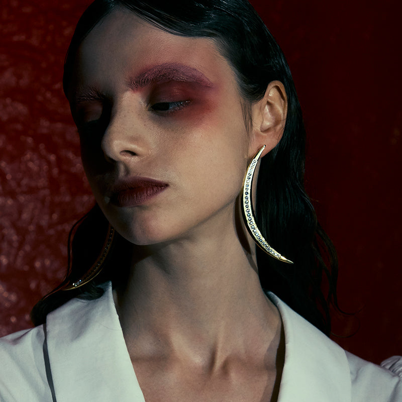 Blood Demon Crescent Shape Clip Earring