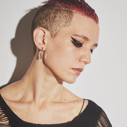 Latrinalia Rock Star Drop Charm Hoop Earrings