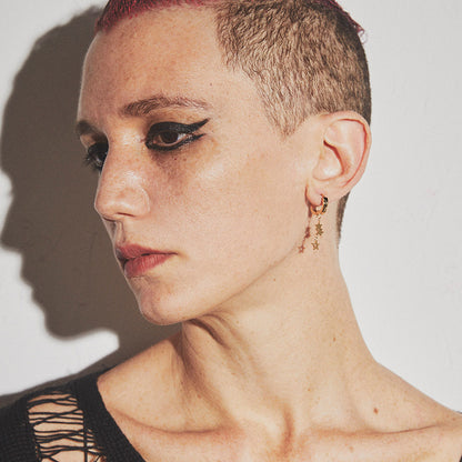 Latrinalia Rock Star Drop Charm Hoop Earrings