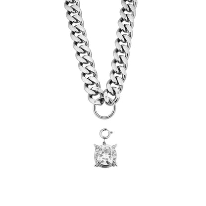 POSE Silver Crystal Chain Necklace