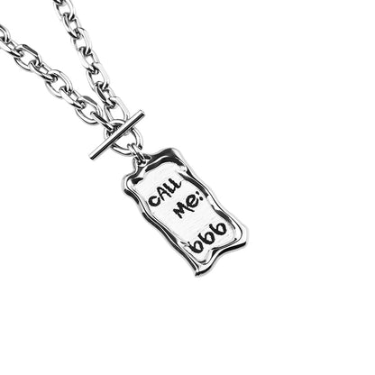 Latrinalia Woven Label "Call Me 666" Pendant Necklace