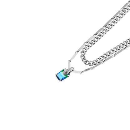 Neon Jungle Tourmaline Charm Double Chain Necklace