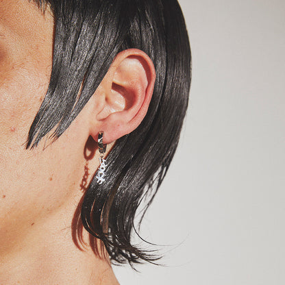 Latrinalia Rock Star Drop Charm Hoop Earrings