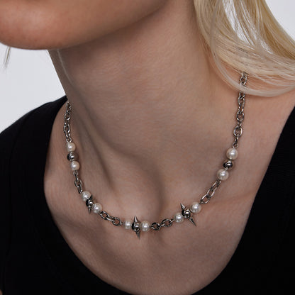 Y2B SERIES Double Chain Detachable Flower Expression Pendant Spike Necklace