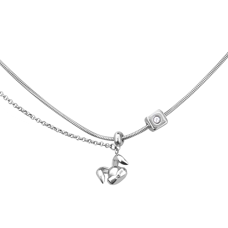 Rabbit Pendant Pull Adjustment Necklace