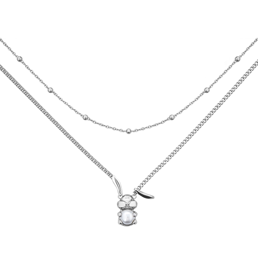 Pearl Rabbit Pendant Double Layer Sweater Chain